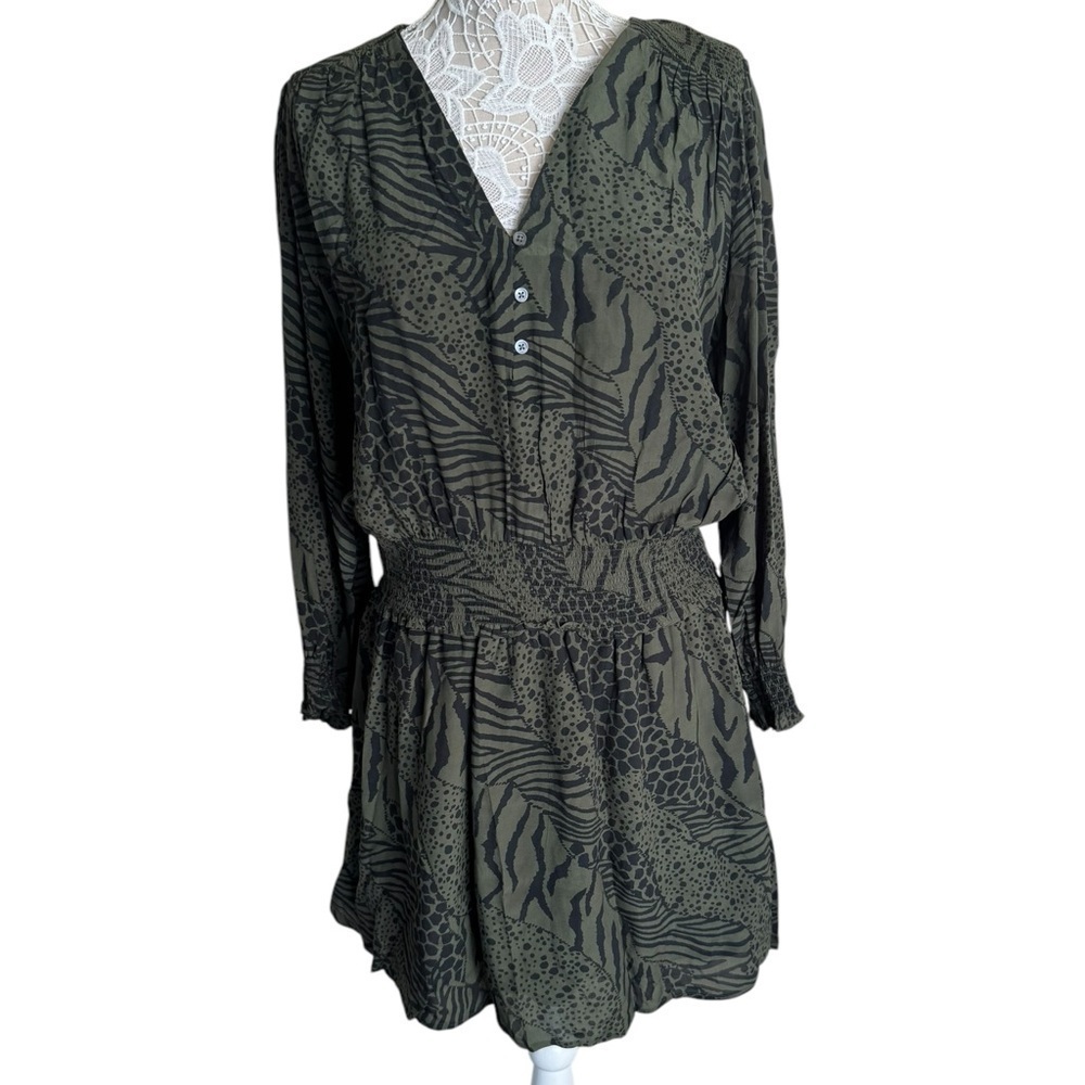 Rails Zana Dress in Olive Mixed Animal Stripe size XL X-Large - Picture 2 of 10